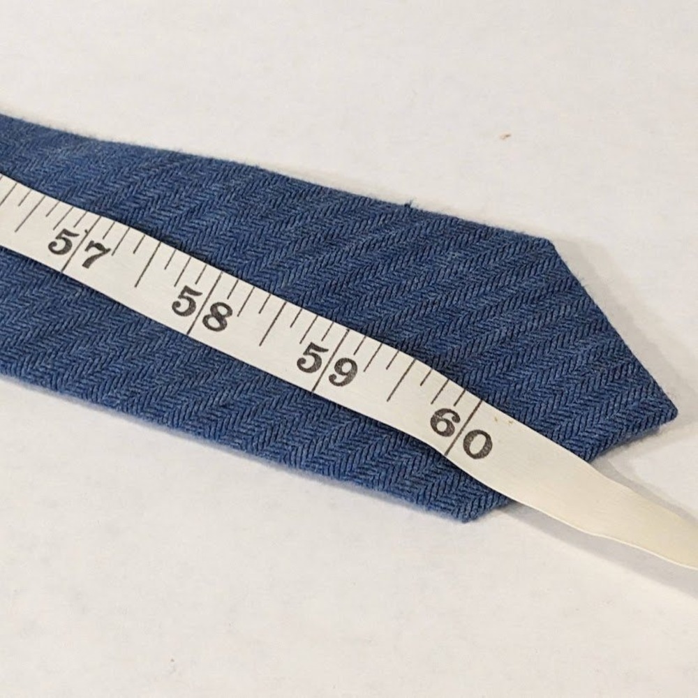 Original Penguin Mens Blue Herringbone Silk Blend Slim Necktie Classic Preppy - Picture 7 of 8